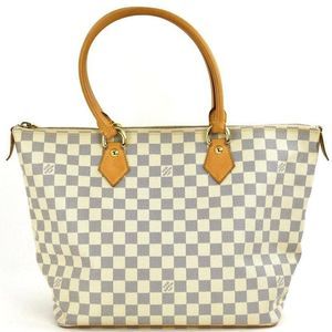 Louis Vuitton Damier Azur Saleya MM Shoulder Bag Shawl Leather